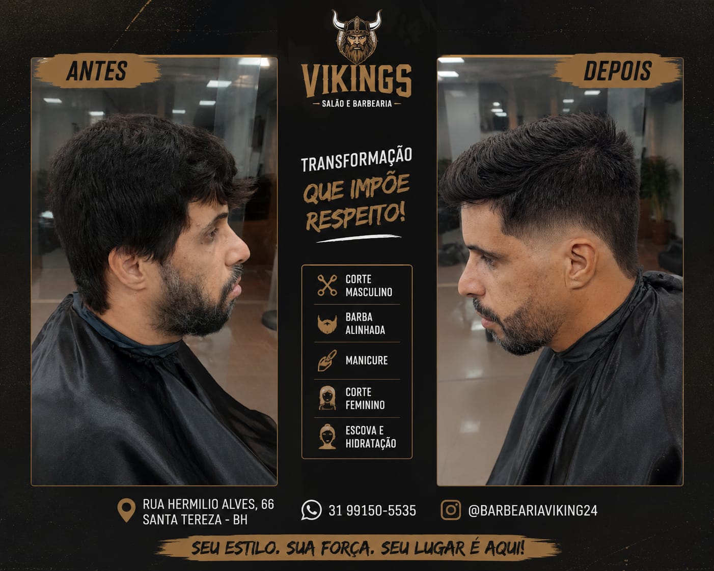 Transformação de corte e barba na VIKING