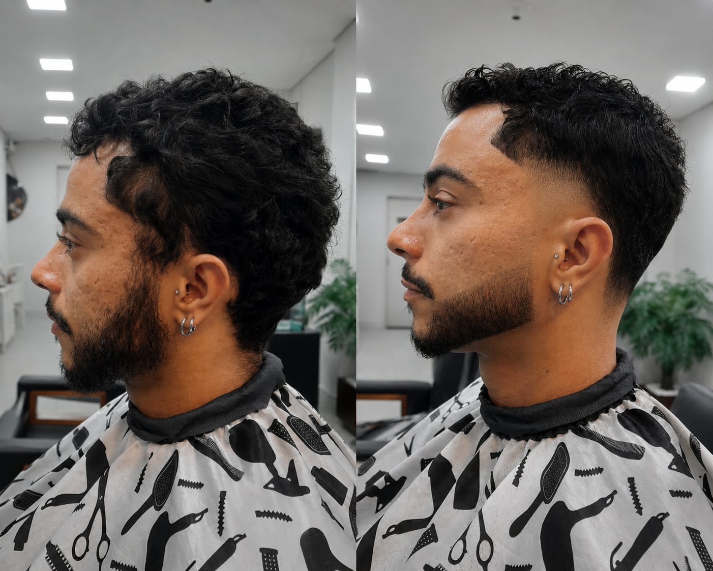 Antes e depois de corte e barba feitos na VIKING